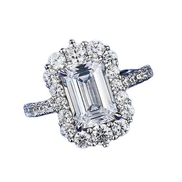 🎁 Diamond Emerald Cut Gorgeous Ring Size 6 - Picture 4 of 10